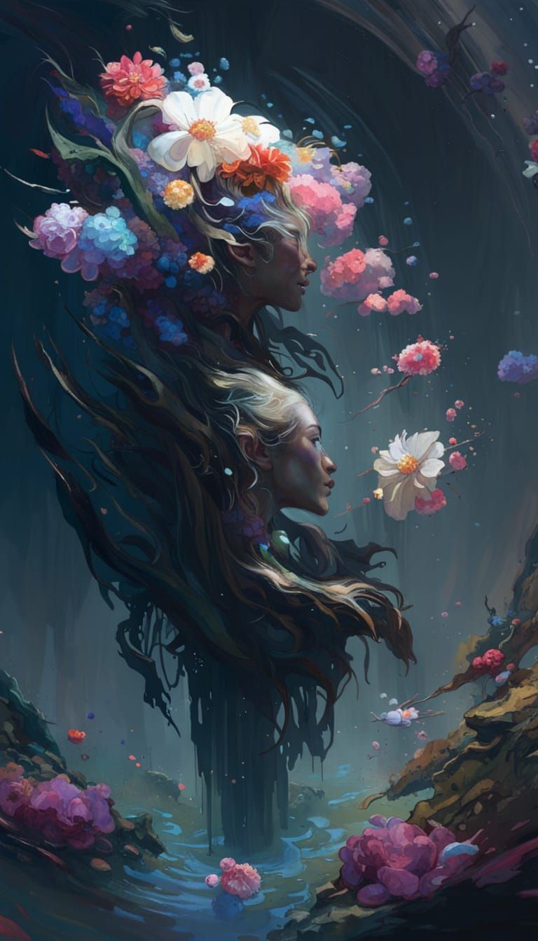 Flower me multiverse seascape trending on Artstation 8k resolution concept art Jim Burns Wadim Kashin