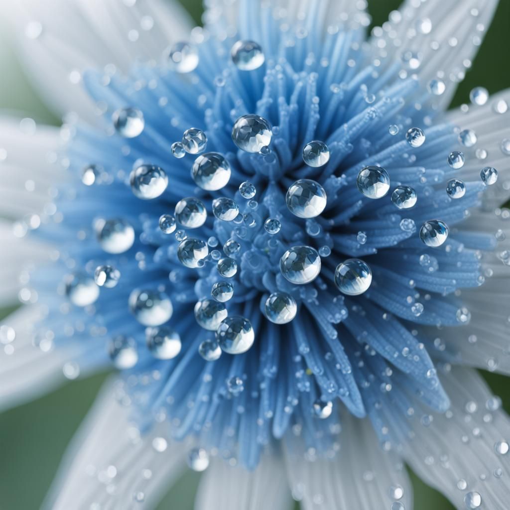 Ethereal Blue Flower Floating in White Liquid
