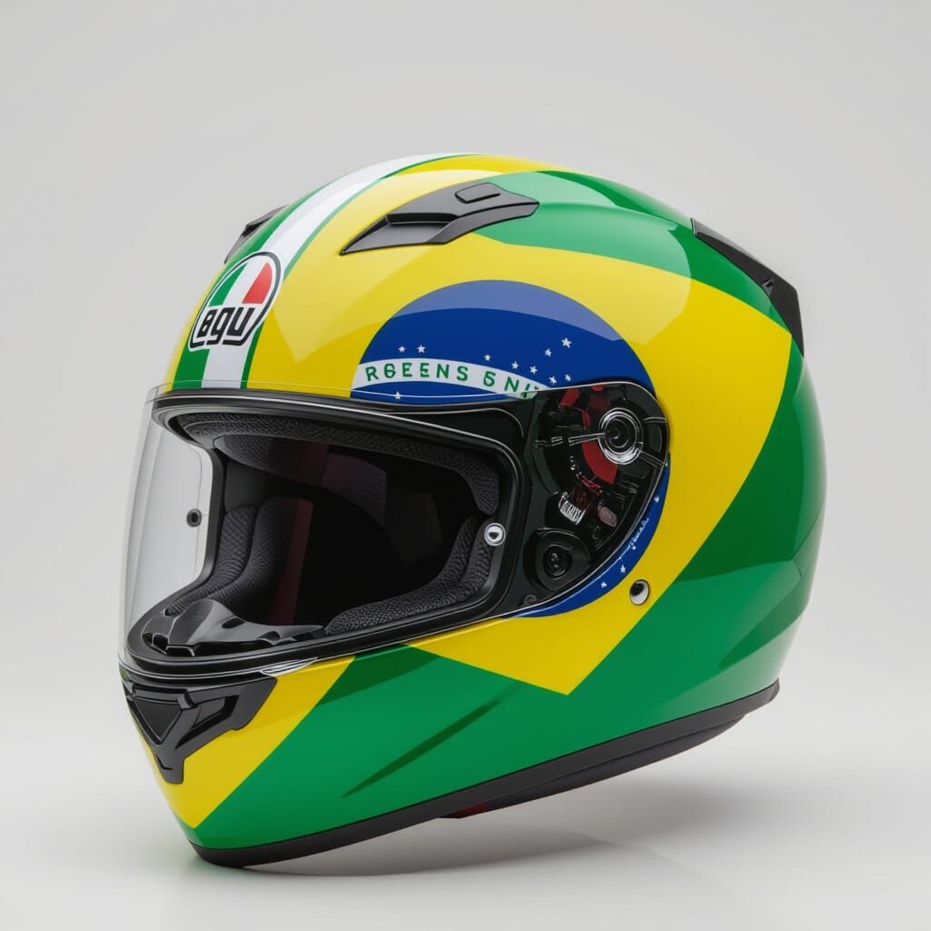 Brazil Flag Motorcycle Helmet Digital Art