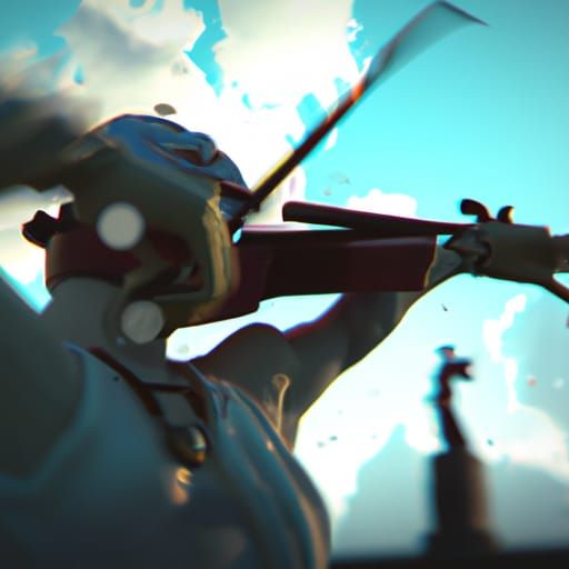 Intense Violinist in Anime Style