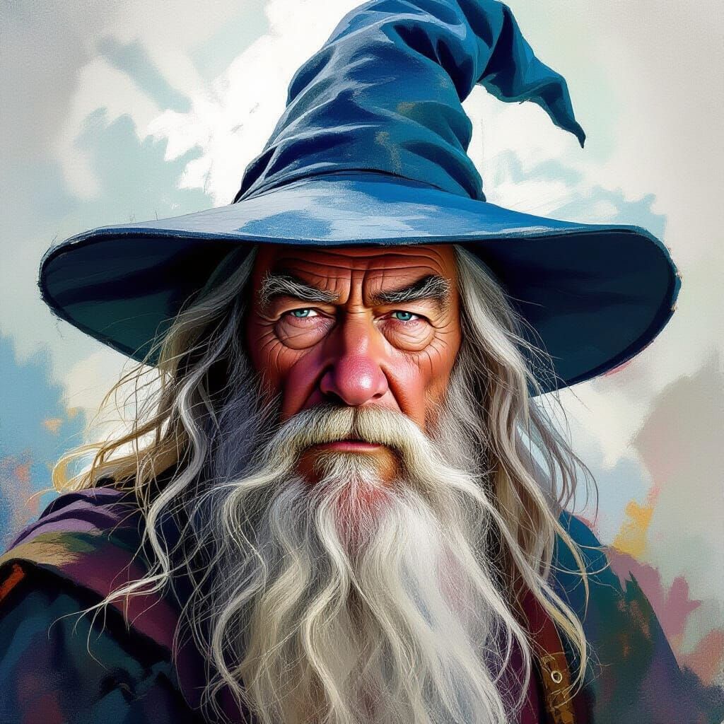 Detailed Portrait of Gandalf in Hyperrealistic Style
