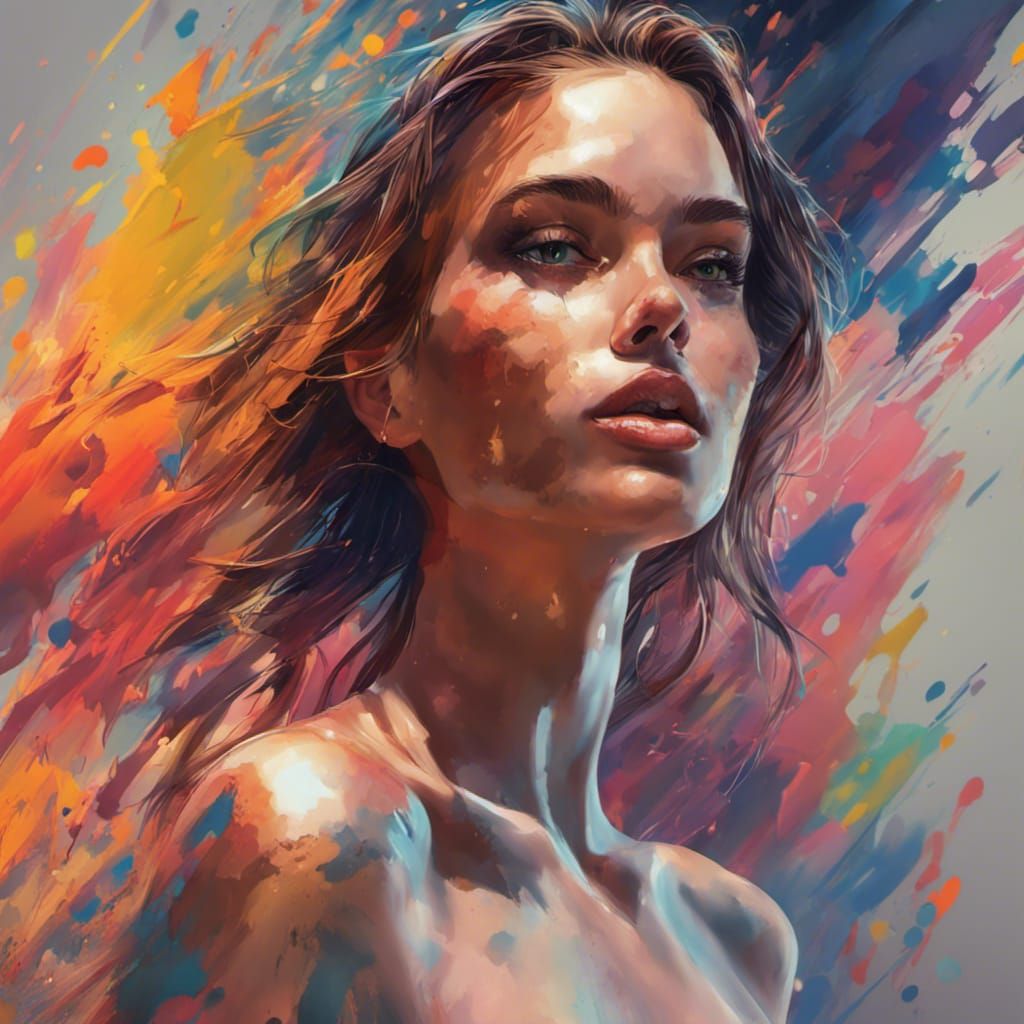 Hyperrealistic Fashion Model in Splash Art Style