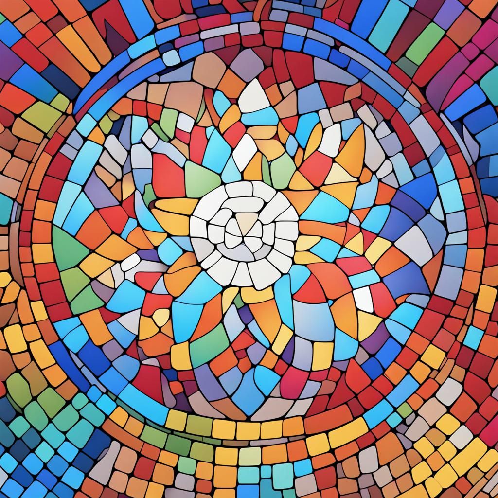 Mosaic Line Art in 3D Style