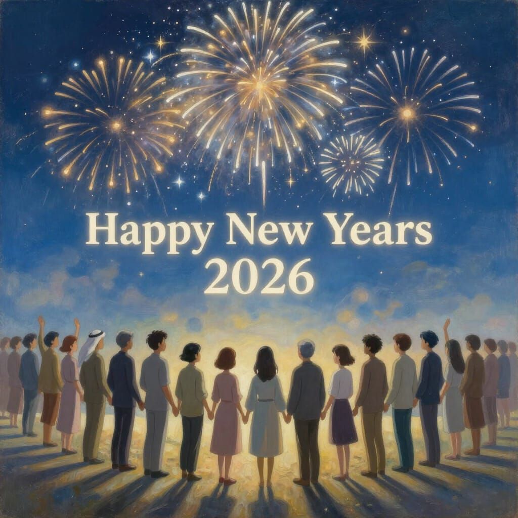 New Year 2026 Celebration Under Luminous Night Sky