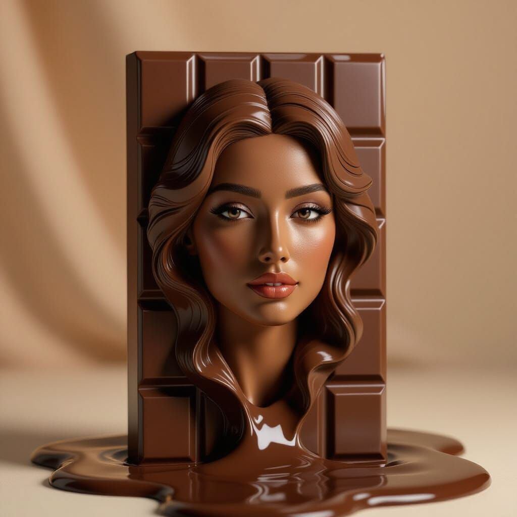 Chocolate Woman Sculpture in Hyper-Realistic Style