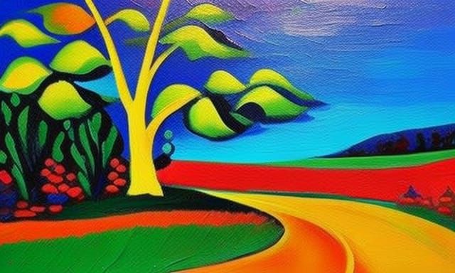 Expressionist Oil Painting with Impasto Acrylic Texture