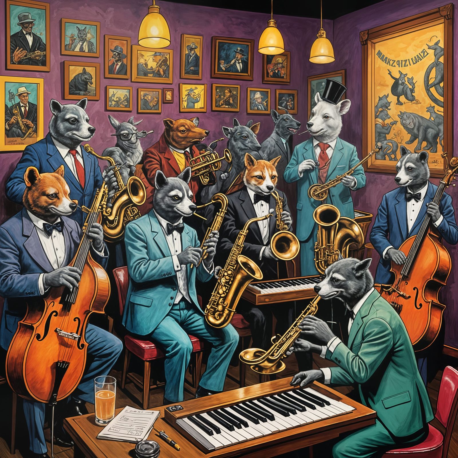 Animals Playing Jazz in a Smoky Club