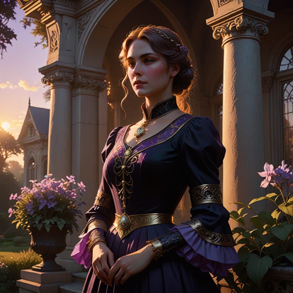 Edwardian Noblewoman in a Gothic Mansion