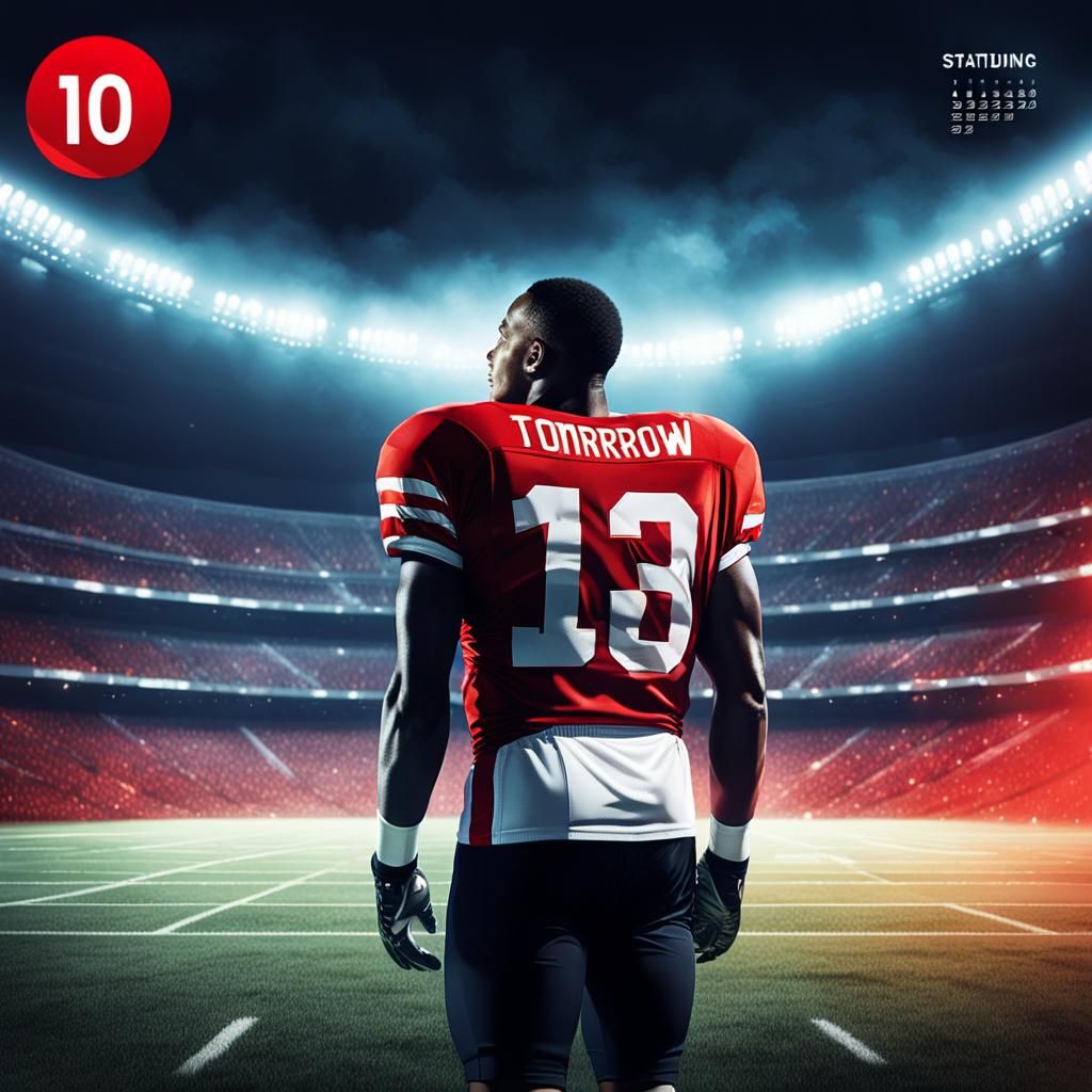 Focused Football Player Ready for Tomorrow's Game