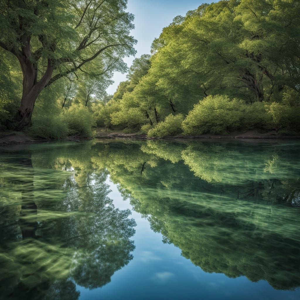 Tranquil Blue Lake Landscape Photography