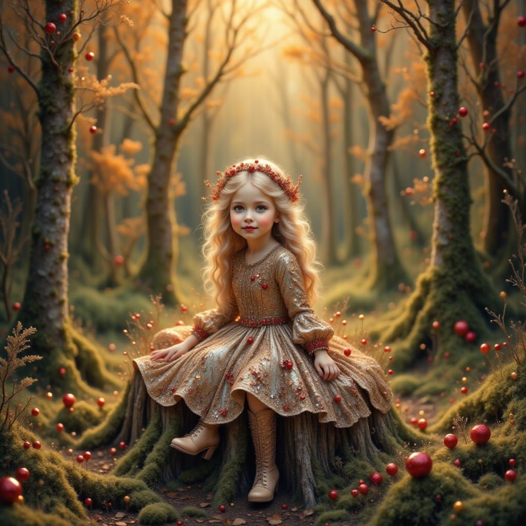Toddler in Gemstone Dress in Whimsical Forest
