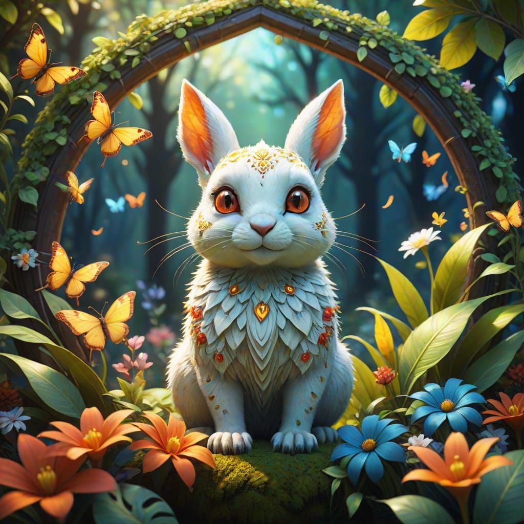 Fantasy Creatures in a Vibrant Star-Shaped Mandala