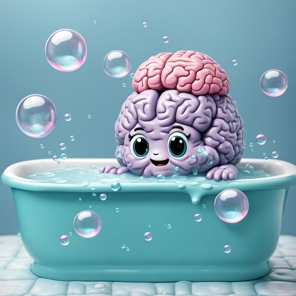 Cute Brain Relaxing in Bubble Bath