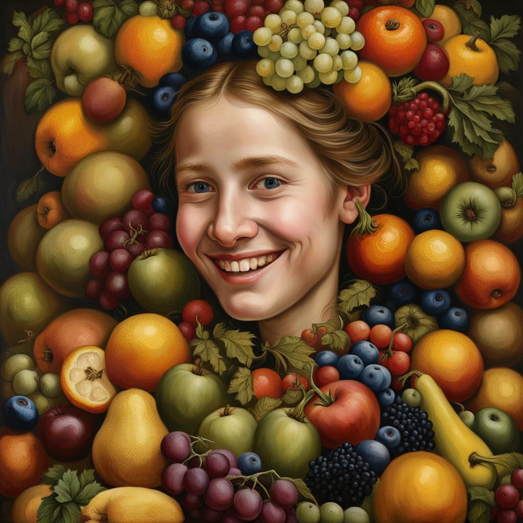 Fruit and Vegetable Woman: Arcimboldo-Inspired Portrait