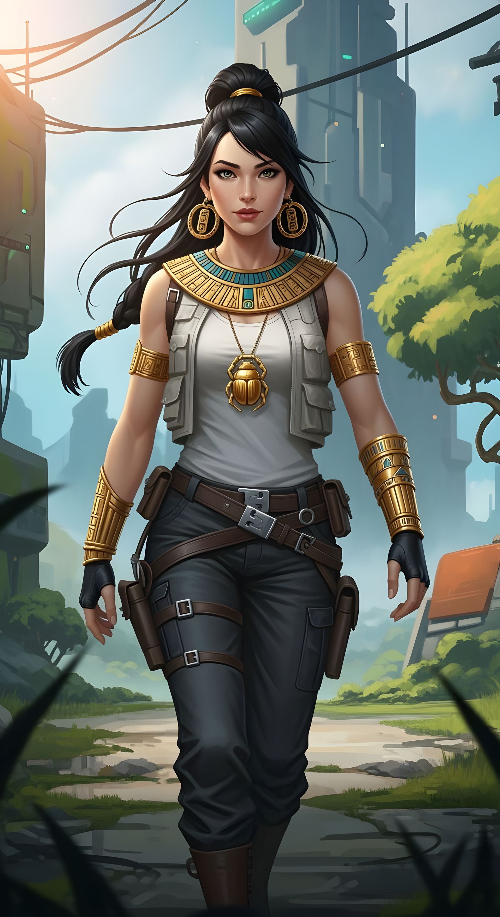 Sensual Warrior Queen with Egyptian Jewelry