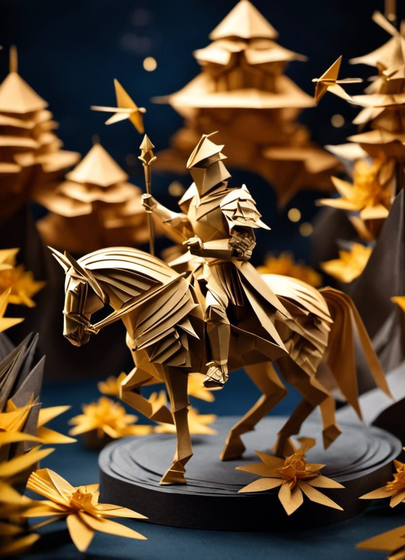 Origami Knight in Fantasy World