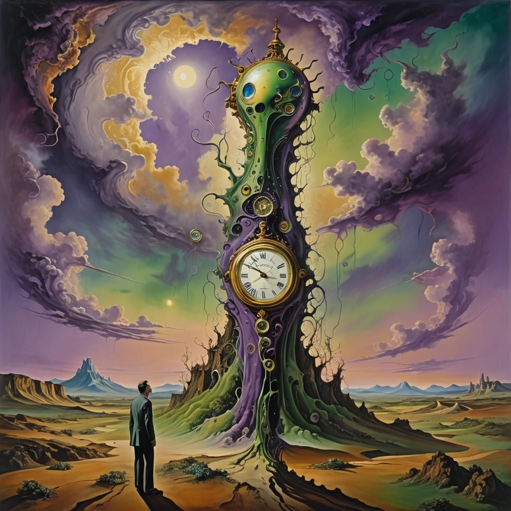 Surreal Jugulator in Dreamlike Landscape, Oil Painting