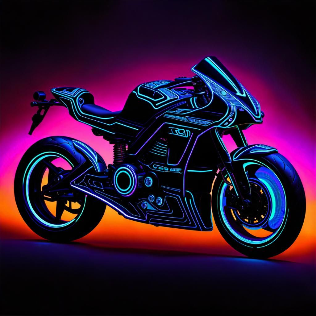 UV Reactive Tron Lightcycle in Black Light Art