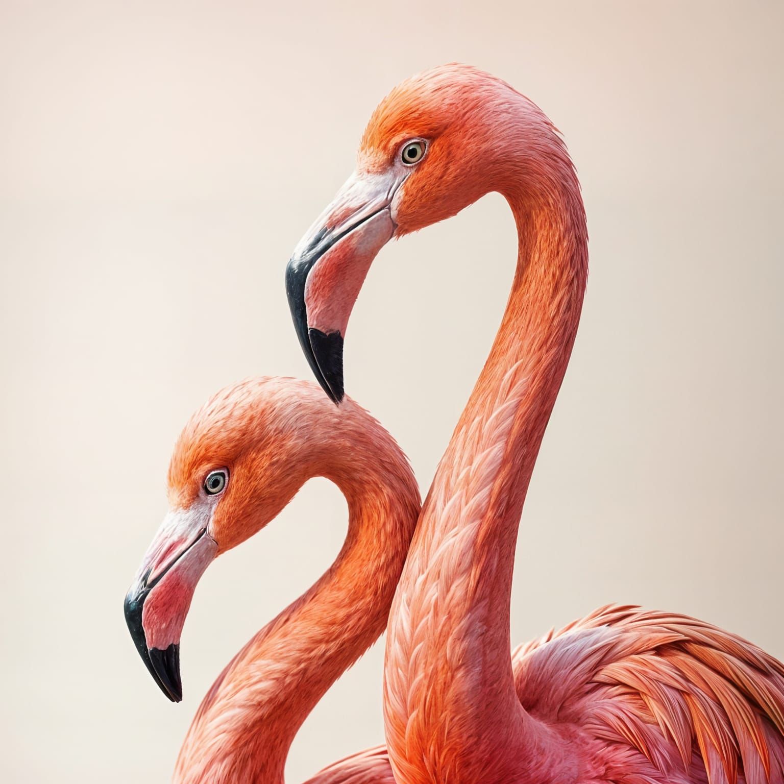 Vibrant Pink Flamingos in Watercolor Portrait
