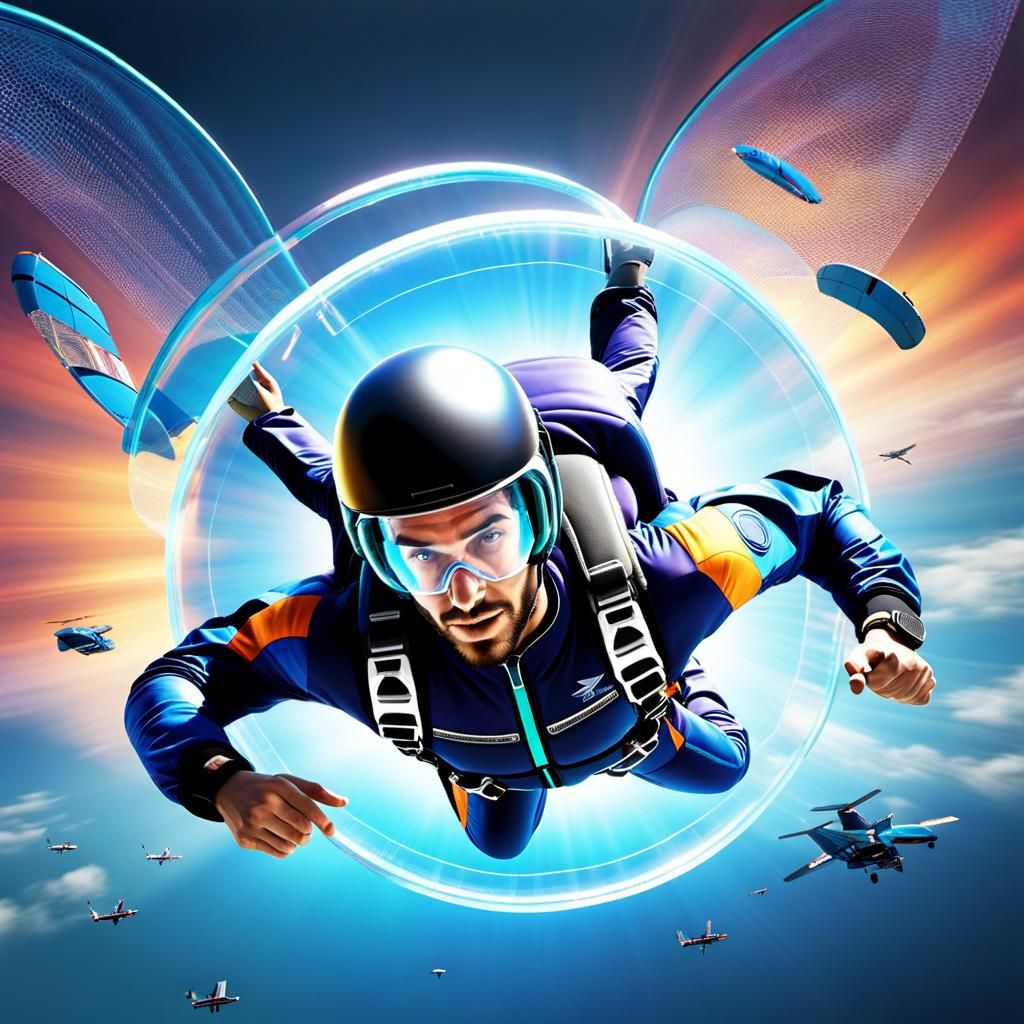 Holographic Skydiving Blueprint in Techcore Style