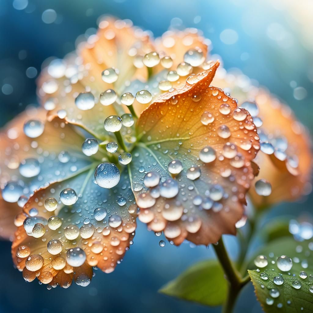 Dew-Kissed Hydrangea Flower in Detailed Matte Painting
