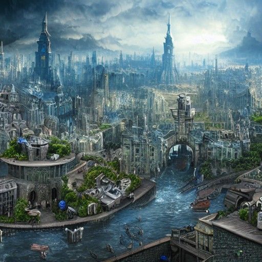 Mushroom City: Detailed Matte Painting in 8K Fantasy