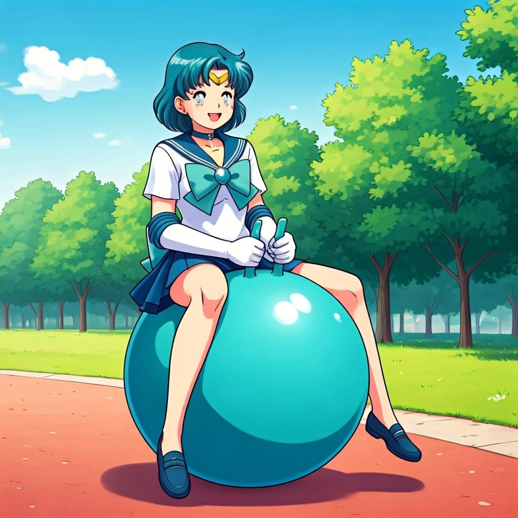 Sailor Mercury Bouncing on a Hopper Ball in 2D