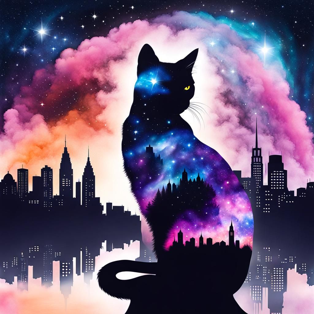 Cat Galaxy Double Exposure in Photoshop