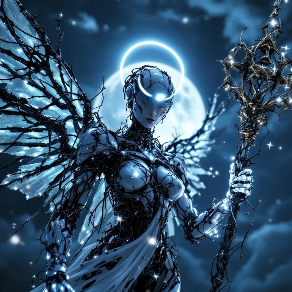 Mecha Angel Descending, Barbed Wire Sculpture