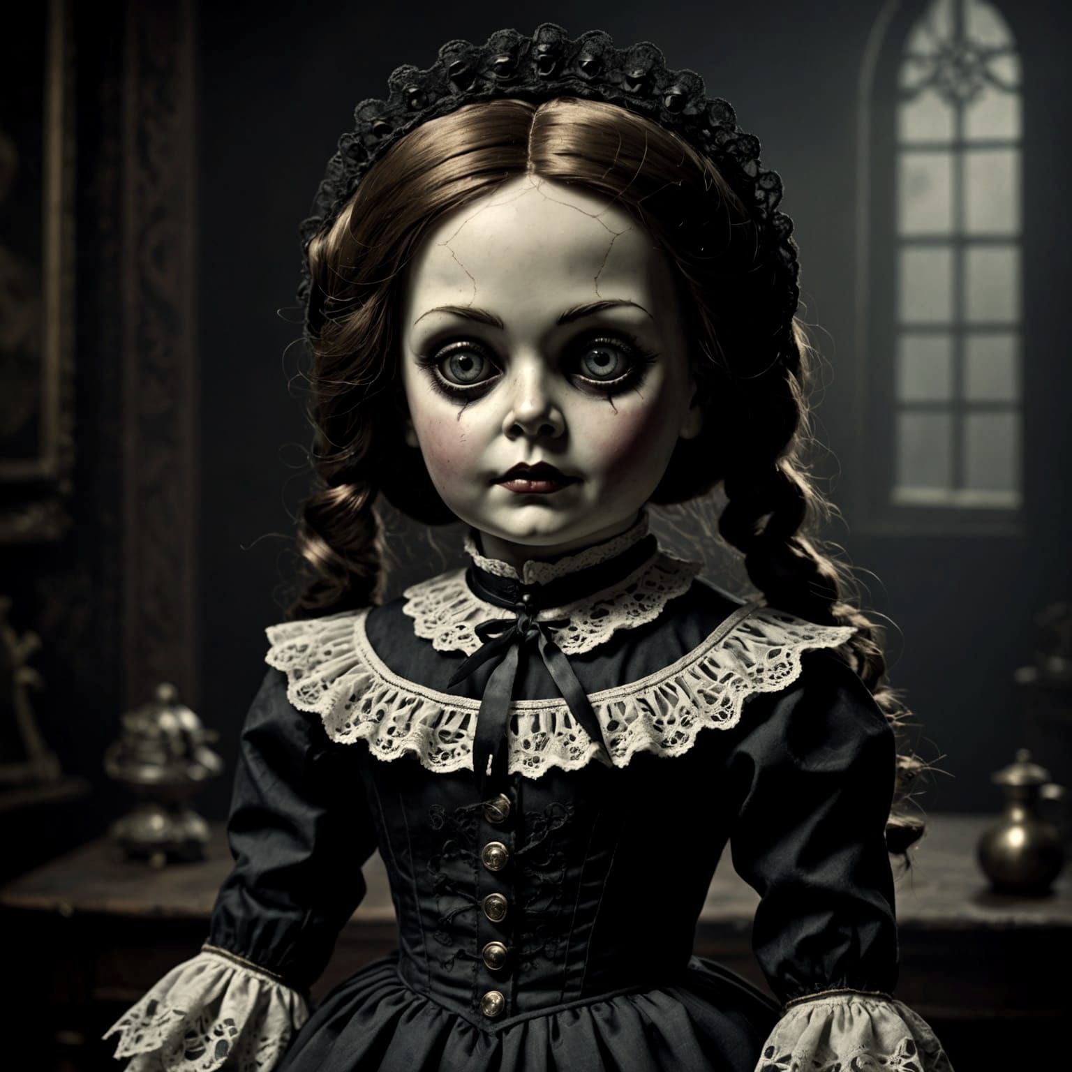 Haunted Victorian Doll in Sinister Style