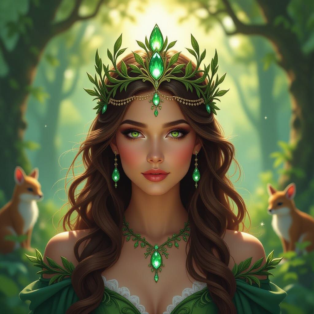 Regal Forest Queen with Enchanted Crown