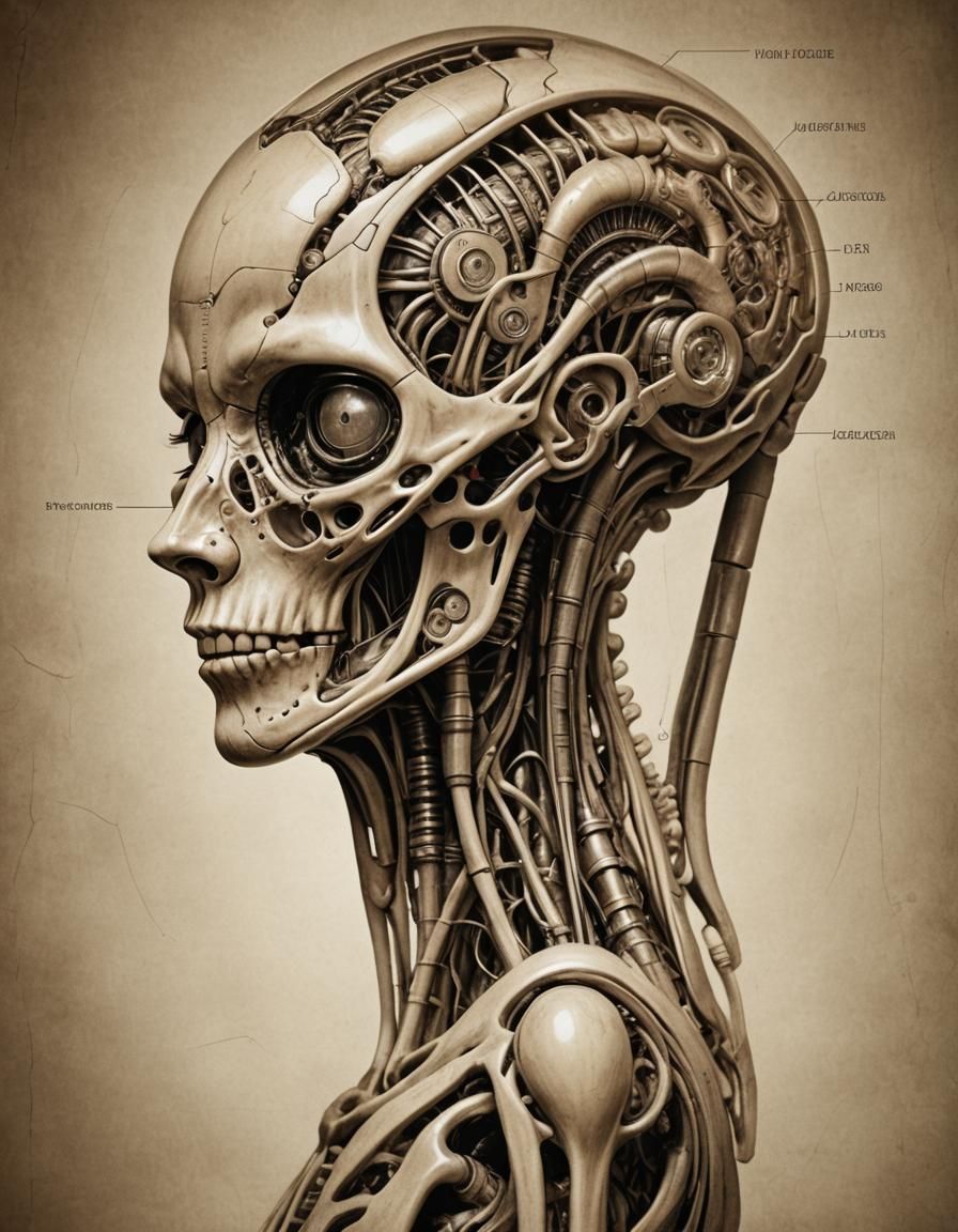 Anatomical Diagram of Dissected Arm with Alien Implant