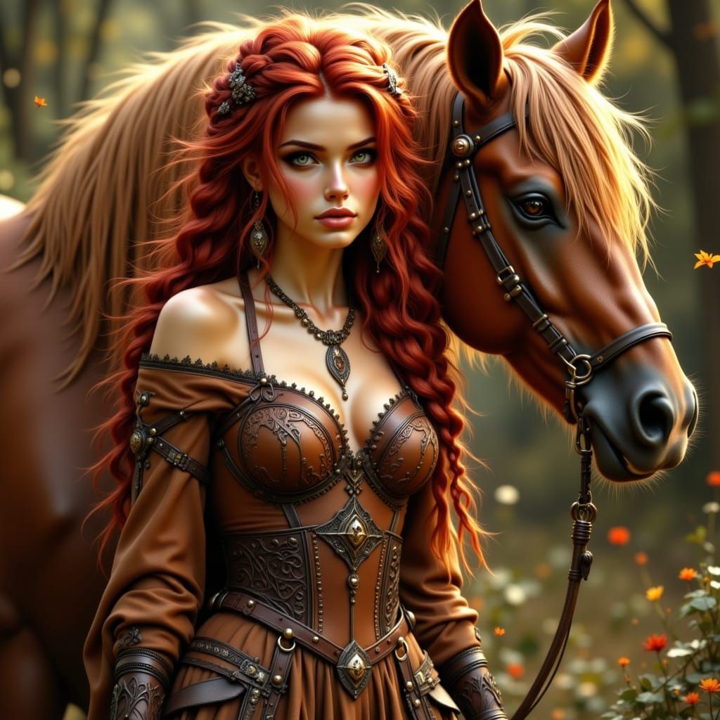 Celtic Goddess of Wild Serenity in Earth-Toned Splendor