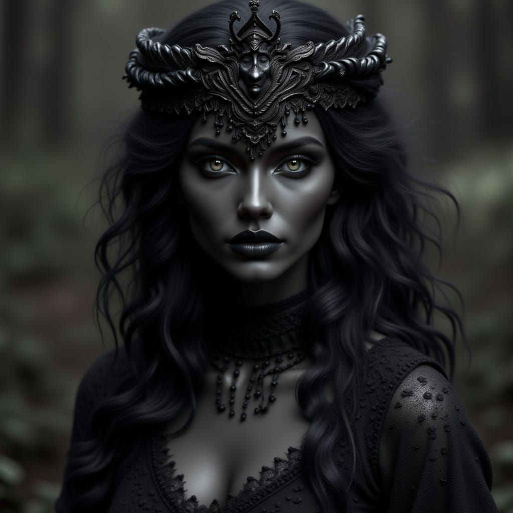 Goddess of Night with Charcoal Skin