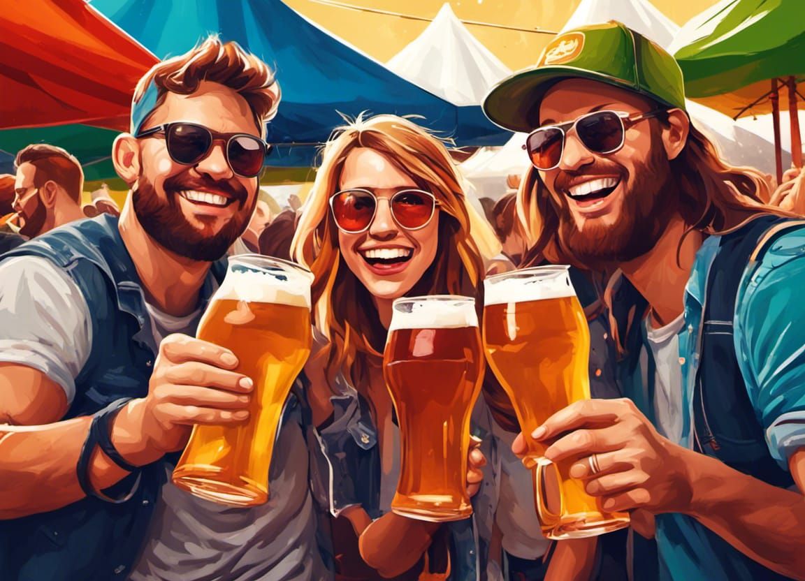 Friends Celebrate at a Vibrant Beer Festival