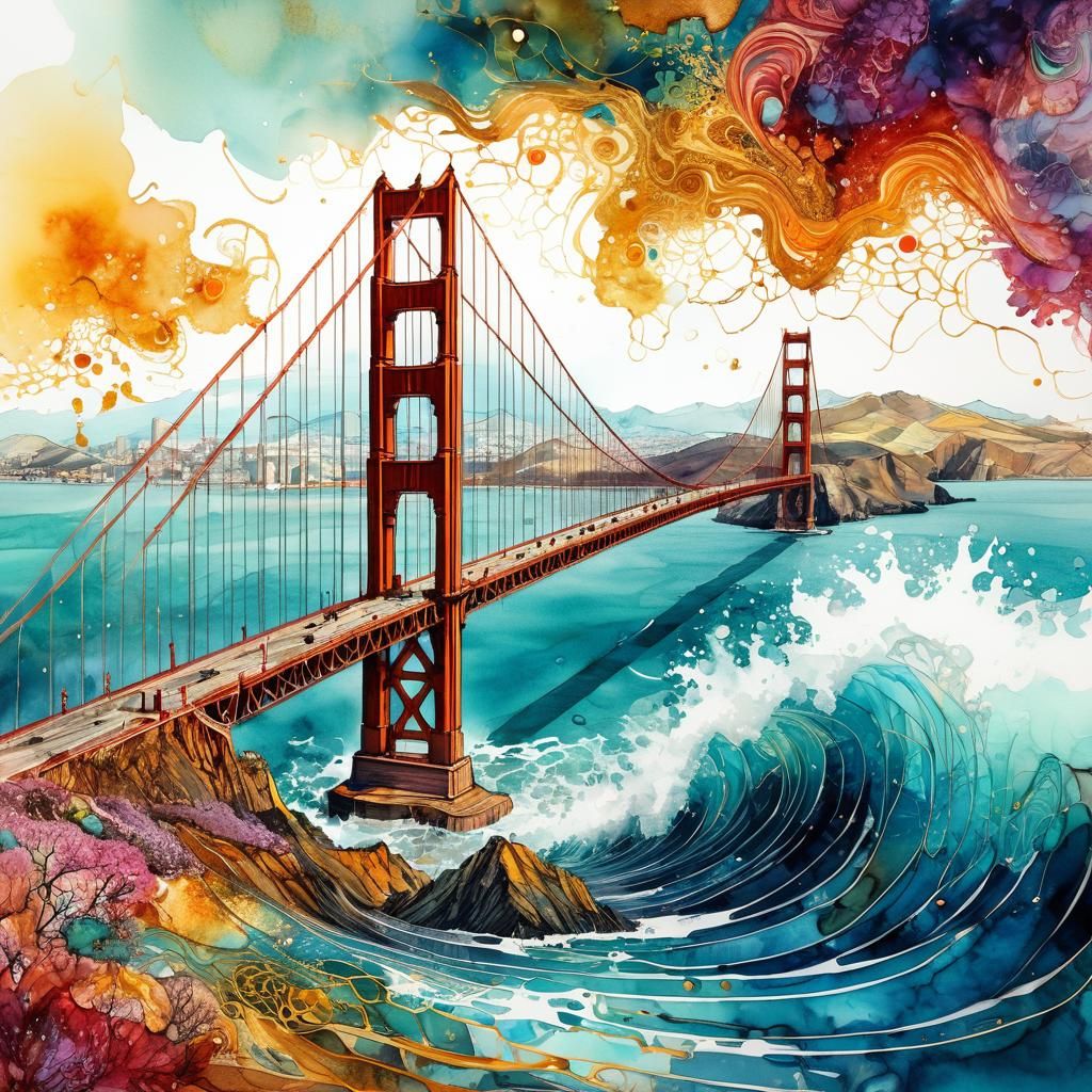 Golden Gate Bridge in Epic Impressionist Style