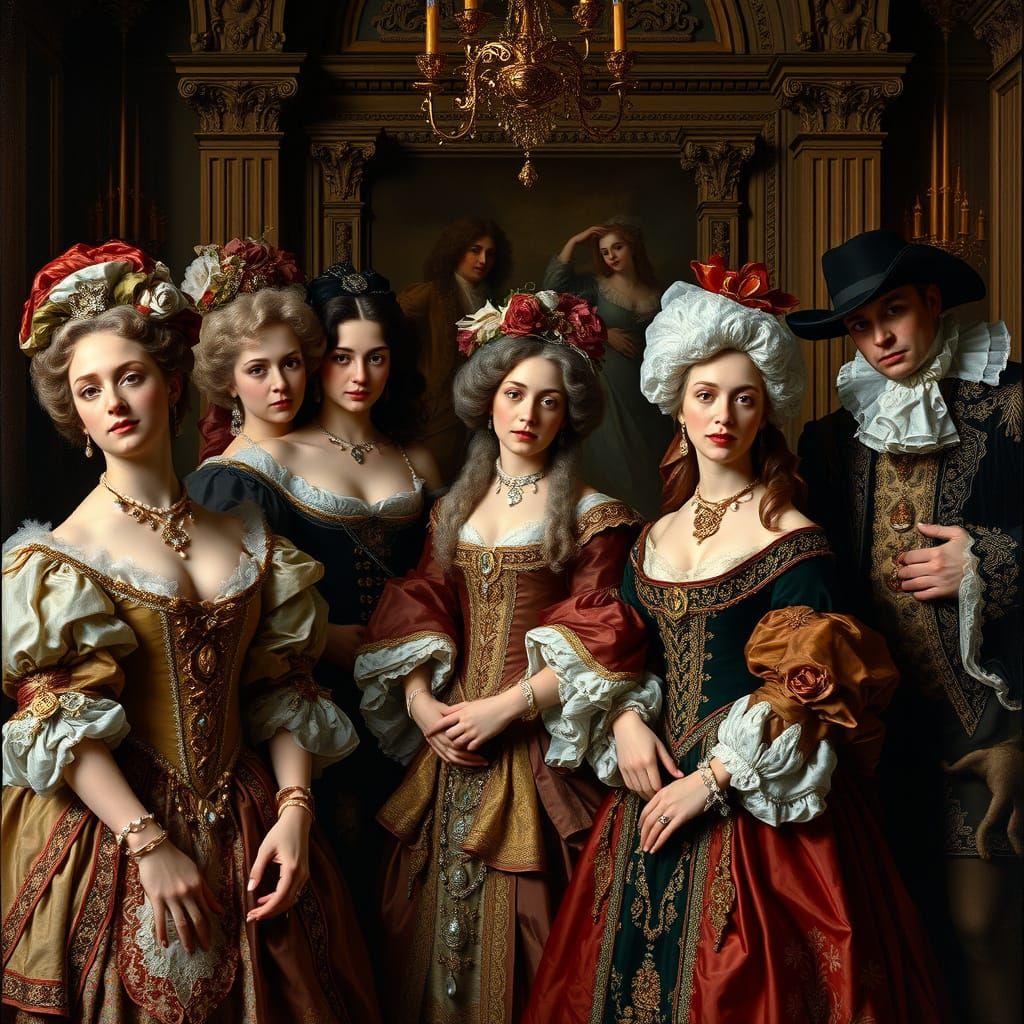 Baroque Era Nobles in Opulent Setting