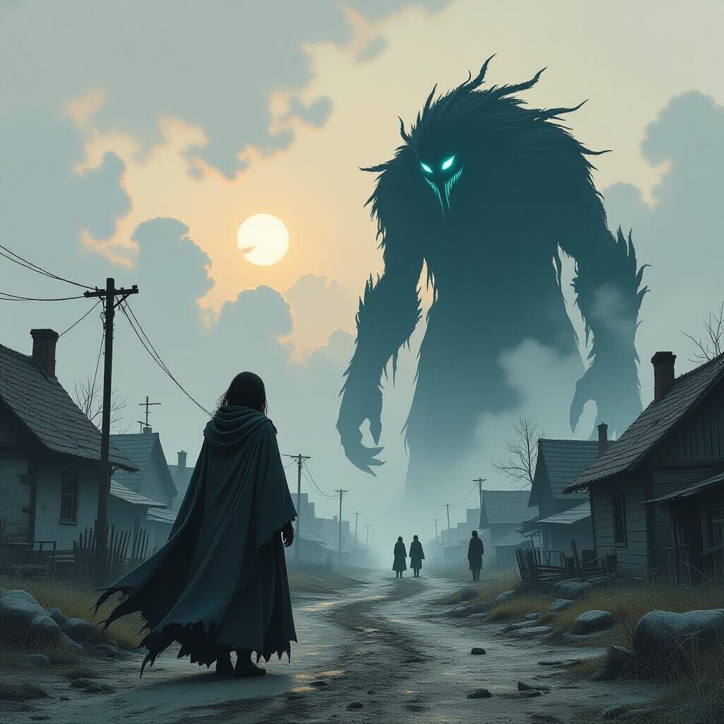 Haunting Image of Reia Shunned in Desolate Village