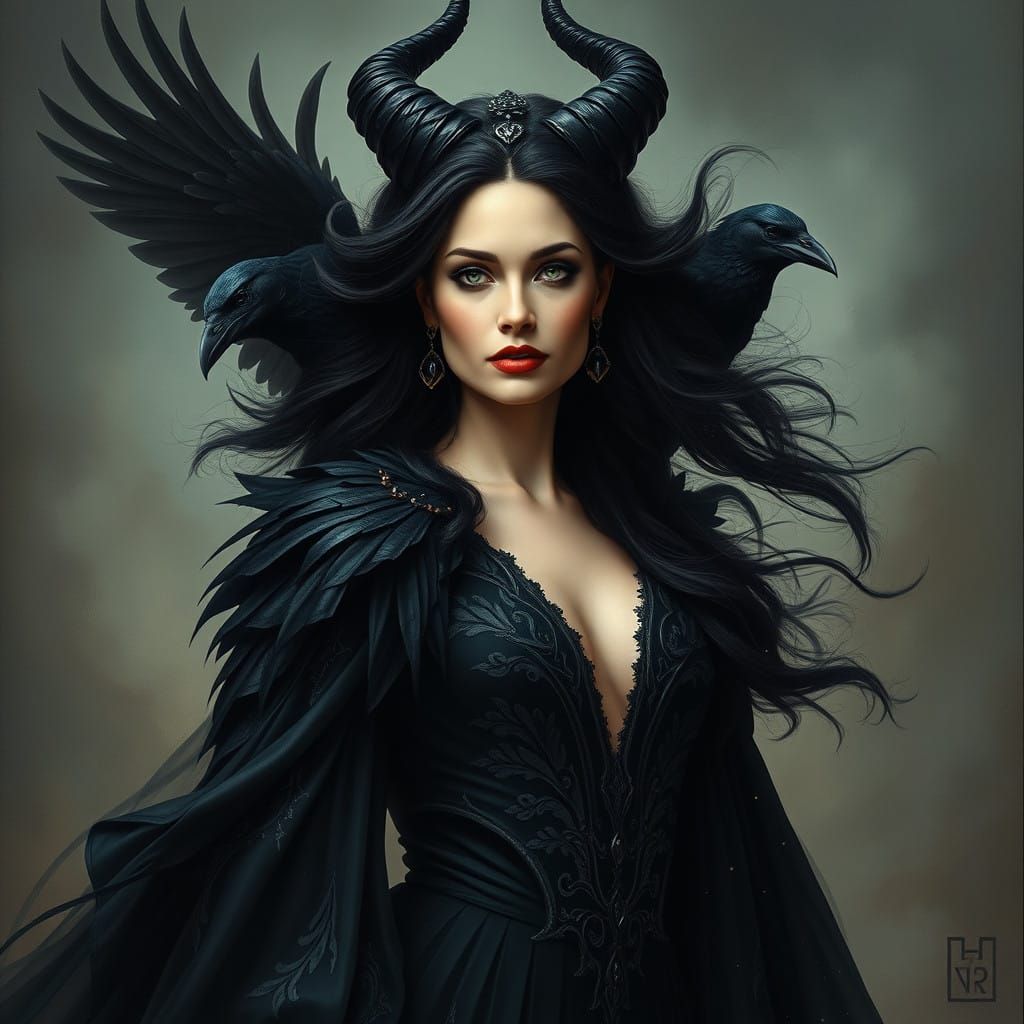 Regal Woman in Dark Fantasy Aesthetic