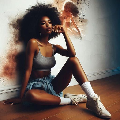 Flashdance Style Dancer in Gym, Splash Art