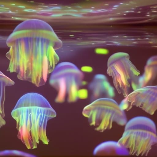 Glowing Jellyfish in Dramatic Underwater Digital Painting