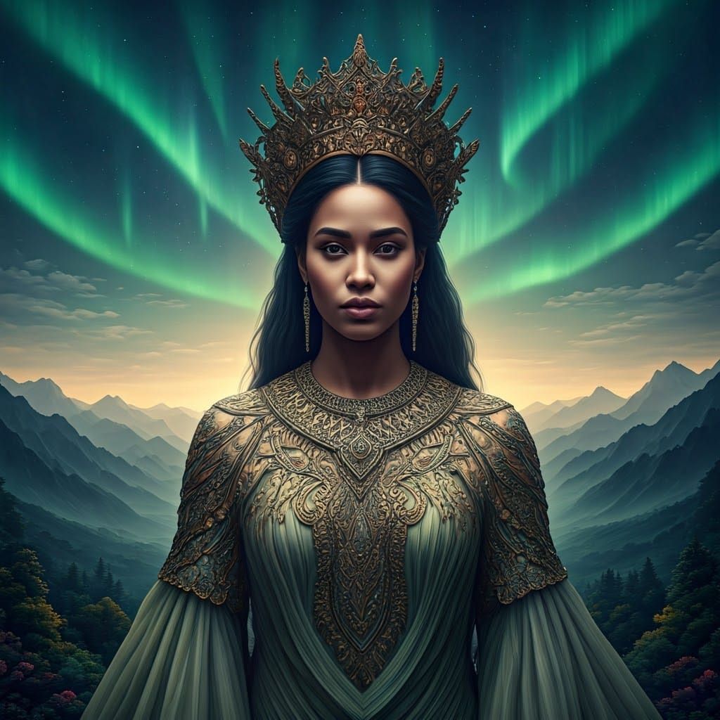 Fantasy Double Exposure Portrait in 3D Rendered Style