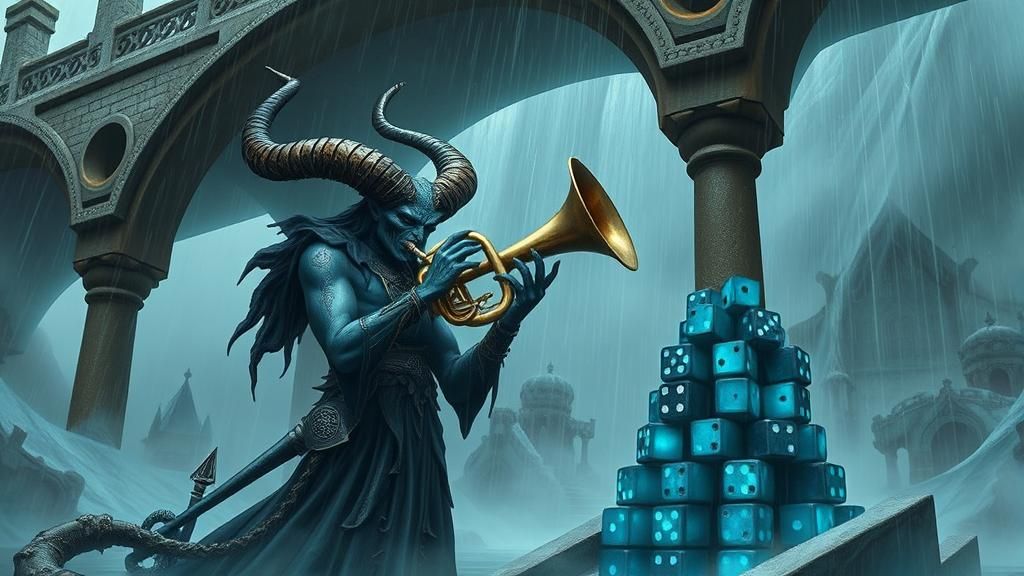 Demonic Tuba Player Under Gothic Bridge