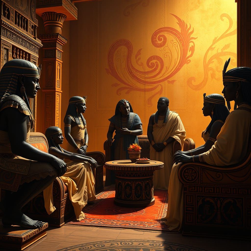 Ancient Egyptian Furniture in Luxurious, Golden Setting