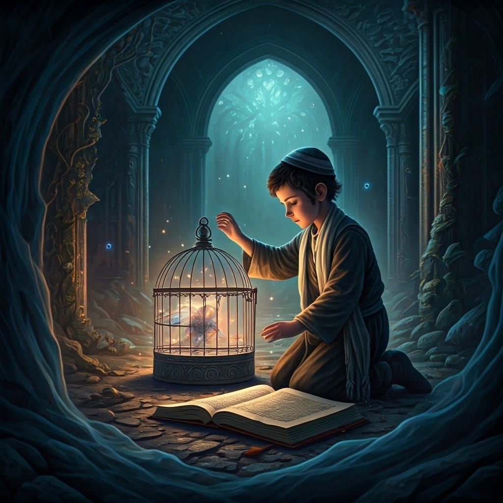 Mystical Rescue: Hasidic Boy in Interdimensional Space