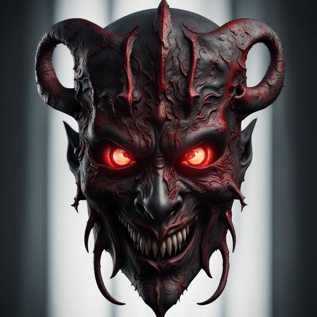 Detailed Matte Painting of a Demonic Black Mask
