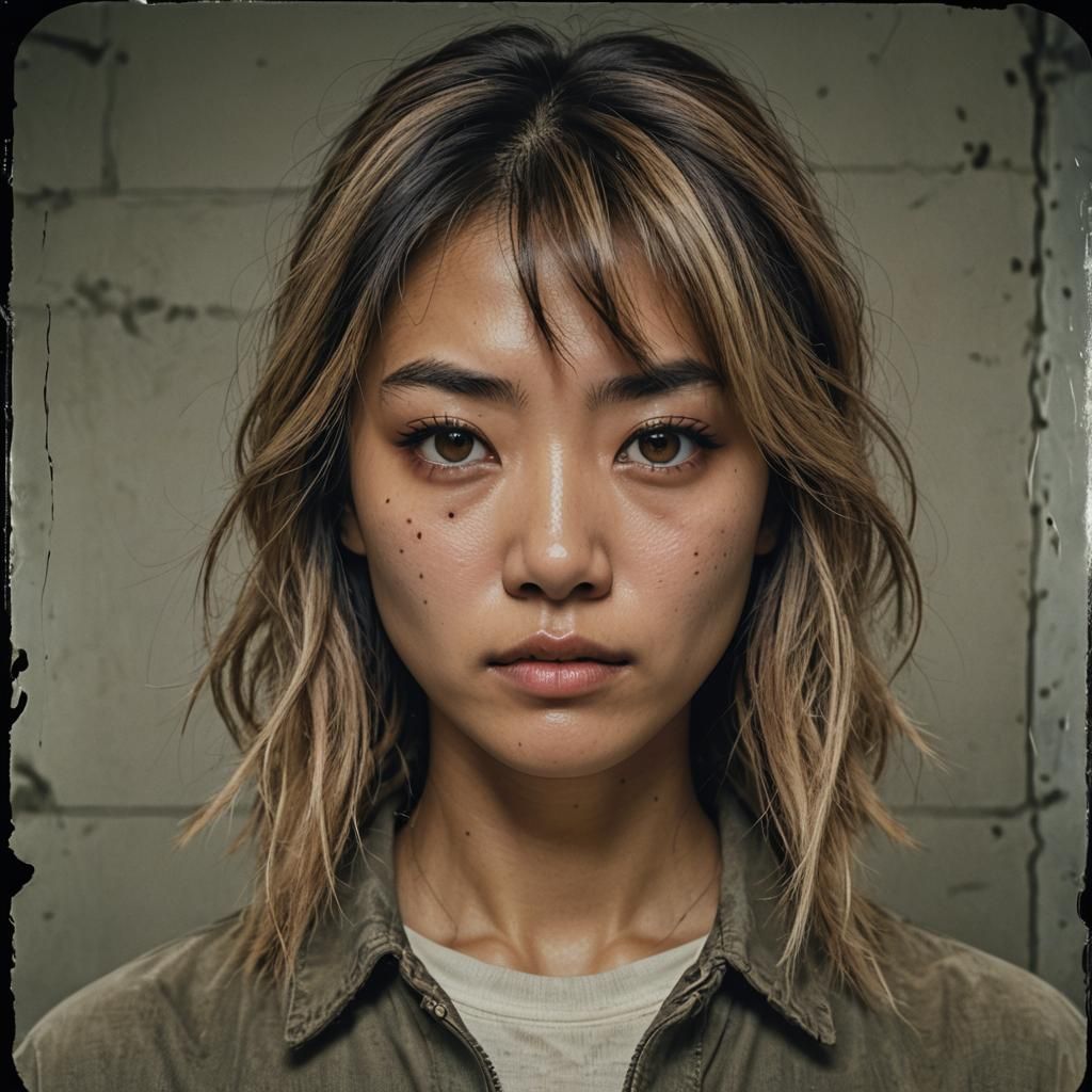 Worried Asian-American Girl in Cinematic Film Still