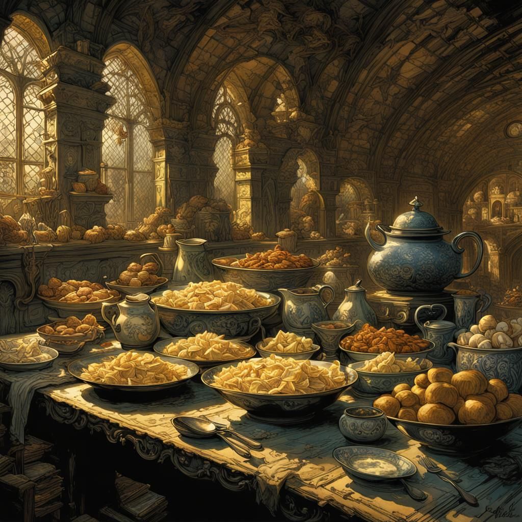 Farfalle Pasta with Mushroom Sauce in Retro Style