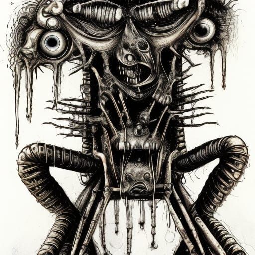 Motorcycle Art in Ralph Steadman Style