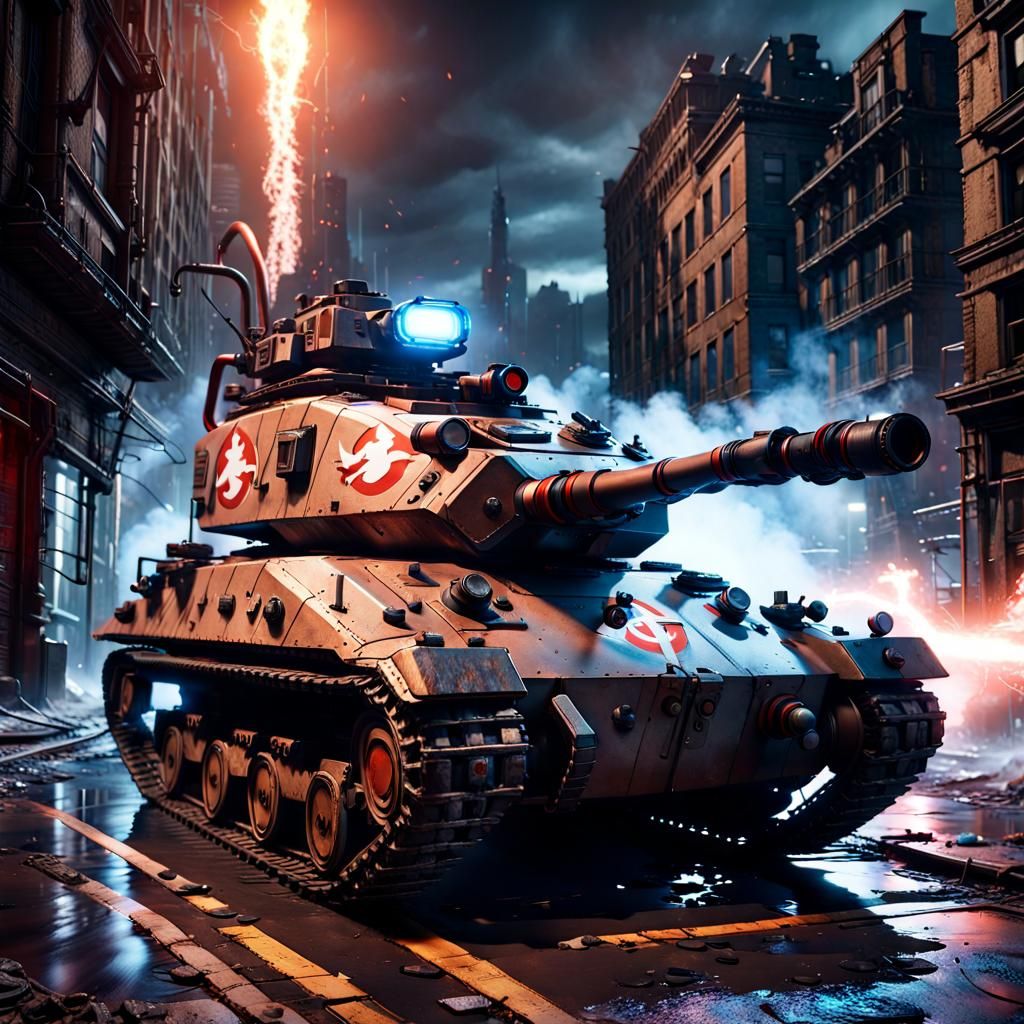 Ghostbusters Tank in Ruined City: 3D Game Art
